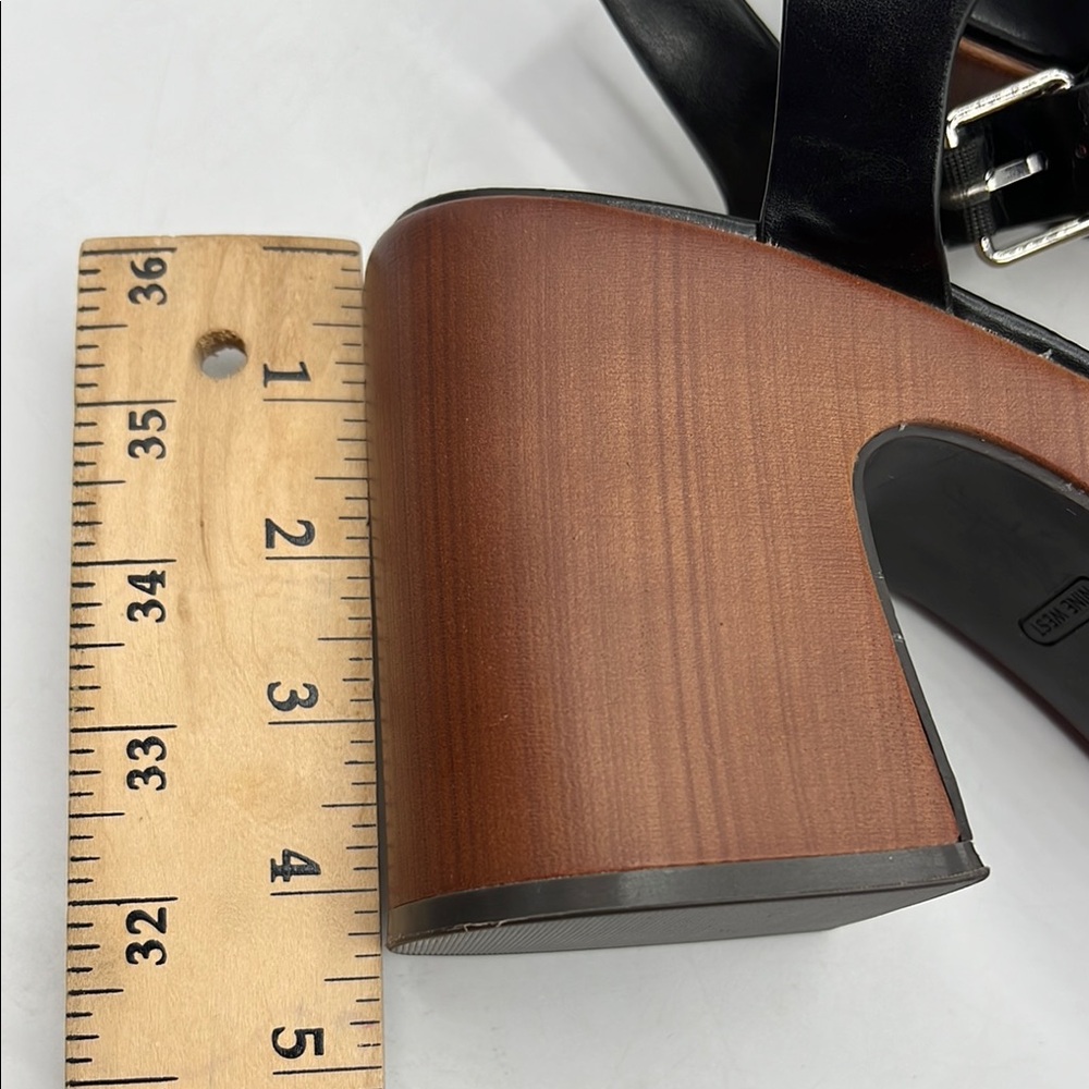 Nine West Sz‎ 10 Openit 9 Black and Brown Platform Sandals NEW - Picture 13 of 15